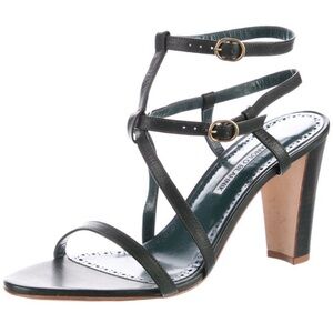 Manolo Blahnik Black Strappy Heels